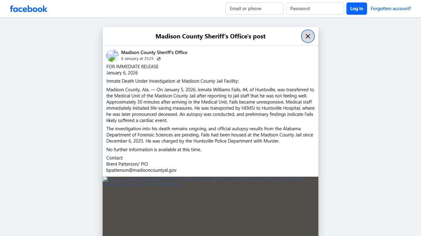 FOR IMMEDIATE RELEASE... - Madison County Sheriff's Office | Facebook