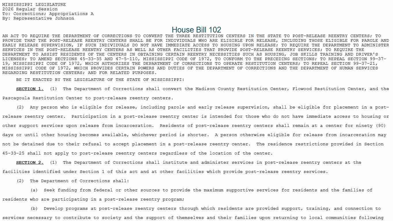 HB 102 (As Introduced) - 2026 Regular Session